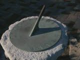 A Sundial with Roman Numerals Casts a Shadow in the Bishops Garden Photographic Print