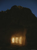 Indian Pictogrphs are Illuminated at Night Photographic Print