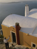 Buy A Greek Man Paint the Outside of His Home on Santorini Island at AllPosters.com