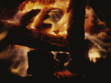 Close-up of Burning Fire on a Beach