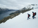 Mountain Climbers Descend Lower Slopes of an Uncharted Range