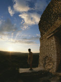 Buy Tourist by Pre-Columbian Ruin at Twilight, Belize at AllPosters.com