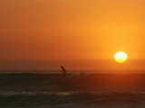 Buy A Man Surfs as the Sun Sets on the Pacific Ocean, Baja, Mexico at AllPosters.com