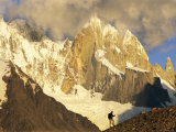 A Hiker under the Cerro Torre Massif