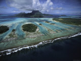 Buy Waves Break on a Reefs Edge Near a Cluster of Small Islands at AllPosters.com