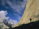A Climber Silhouetted in the Nangmah Valley, Karakoram Mountains