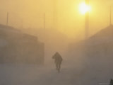 Buy A Figure Braves an 80-Mile-An-Hour Wind in the Russian Coastal Town of Lorino by the Bering Sea at AllPosters.com