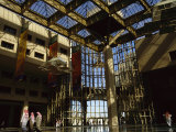 Students Walk under Skylights at King Saud University