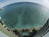 A Fish-Eye Lens View of Waikiki Beach from a Tall Hotel Window
