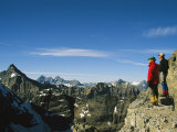 Buy Two Men Stand at Cliffs Edge Overlooking Abbot Pass and Mountains at AllPosters.com