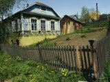 Buy Home in Traditional Russian Architecture with Fence and Garden at AllPosters.com