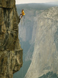 Climber Makes his Way up a Rock Face to Taft Point