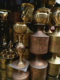 Brass Vessels at a Vendors Stall in a Downtown Bazaar Photographic Print