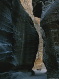 Hikers in the Siq Canyon Leading to Petra