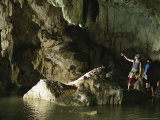 Buy Spelunkers Explore an Underwater River in Mil Columnas Cave at AllPosters.com