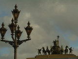 Buy A Lamp Post and Statue of a Horse and Chariot in Dvortsovaya Square at AllPosters.com
