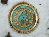 Buy A Turquoise Inlaid Gold Ear Ornament from Sipan Depicts a Muscovy Duck at AllPosters.com
