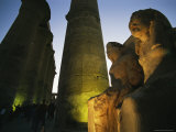 Columns Rise Above Statues of Amun and Nut at Luxors Colonnade Hall