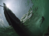 Buy Underwater View of Diving Moken Child and Boat at AllPosters.com
