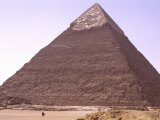 Camel Riders Give Scale to the Monumental Chephren Pyramid at Giza
