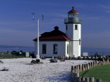 Alki Point Lighthouse on Elliot Bay, Seattle, Washington, USA