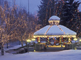 Gazebo and Main Street at Christmas, Leavenworth, Washington, USA