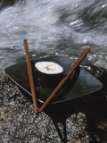 Buy Elegant Sushi and Chopsticks Beside Rushing Water at AllPosters.com