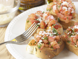 Silver Fork Beside Plate of Fresh Bruschetta