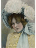 Buy Edna May Actress Wearing an Enormous Feathered Hat with a Large Blue Ribbon Tied at the Side at AllPosters.com