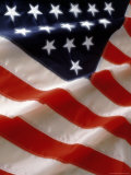 Close-up of Stars and Stripes on the American Flag