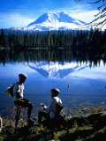 Mountain Bikers Enjoying View, Mt. Adams, WA