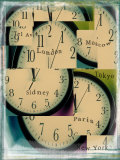 Clocks Montage with City Names