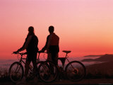 Buy Silhouette of Two Cyclists at Sunset at AllPosters.com