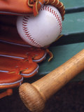 Still Life of Baseball Glove, Ball, and Bat