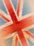 Buy Map Highlighting London and British Flag at AllPosters.com