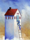 Buy Couple Climbing Ladder to Big House at AllPosters.com