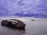 Sailboat Wreck, Person on Rock