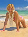 Buy Oahu, Hi, Young Woman on Tropical Beach at AllPosters.com