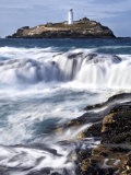 Godrevy Lighthouse in Large Waves, Conwall, UK