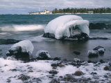 Buy Ice Formations on Lake Superior Below Copper Harbour Lighthouse, Keweenah Peninsula, Michigan, USA at AllPosters.com