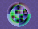 Abstract Green and Blue Fractal Pattern on Purple Background