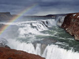 Gullfoss, Glacial River Hvita Drops Over Gullfoss, Iceland Photographic Print