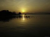 Westlake with Chineese Pavillon During Sunset, China