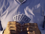 Mid Section View of a Man Holding Playing Cards Poker Poster