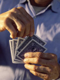 Mid Section View of a Man Holding Playing Cards Poker Poster