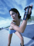 Close-up of a Young Woman Inline Skating