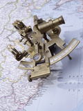 Antique Sextant on a Map