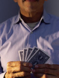 Mid Section View of a Man Holding Playing Cards Poker Poster