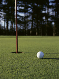 Close-up of a Golf Ball Near the Hole