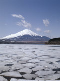 Frozen Lake, Lake Yamanaka, Mount Fuji, Honshu, Japan